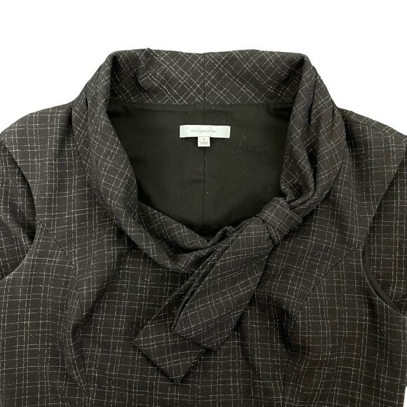 Classiques Entier Check Sheath Dress Bow Neck Gray Brown Size 6 - Picture 8 of 9